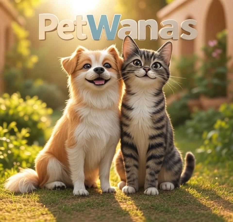 Happy dog and cat sitting together